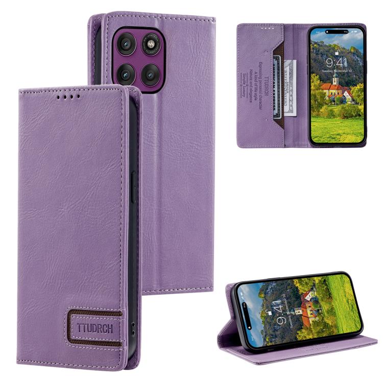 TTUDRCH RFID Retro Texture Magnetic Leather Phone Case, Compatible with Motorola Edge 60 Pro