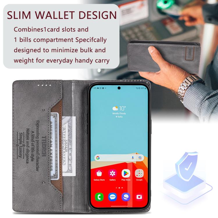 TTUDRCH RFID Retro Texture Magnetic Leather Phone Case, Compatible with Samsung Galaxy A17 5G