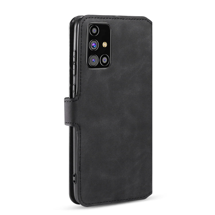 DG.MING Retro Oil Side Horizontal Flip Case with Holder & Card Slots & Wallet, Compatible with Samsung Galaxy M31s