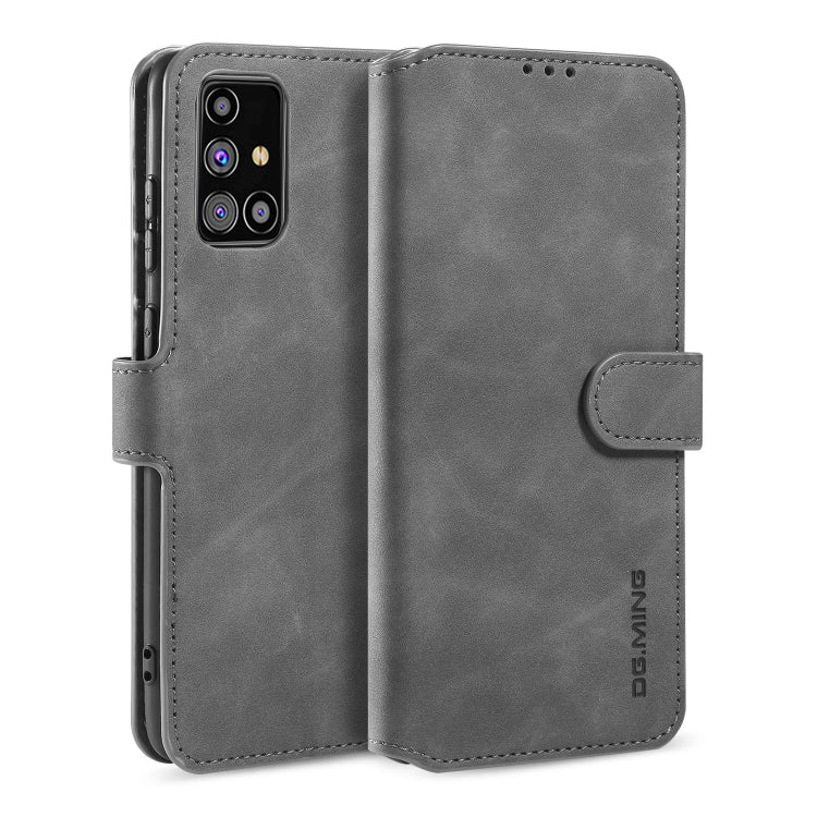 DG.MING Retro Oil Side Horizontal Flip Case with Holder & Card Slots & Wallet, Compatible with Samsung Galaxy M31s
