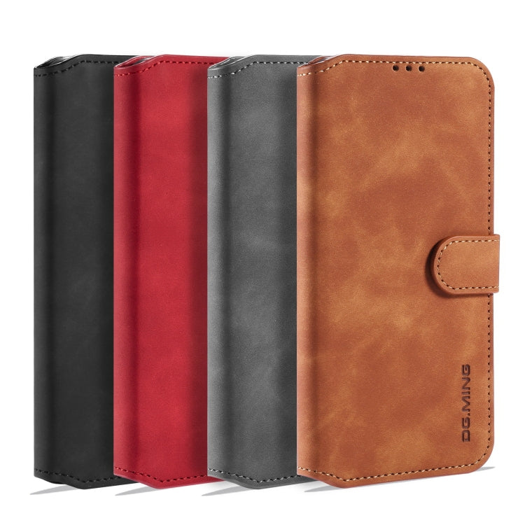 DG.MING Retro Oil Side Horizontal Flip Case with Holder & Card Slots & Wallet, Compatible with Samsung Galaxy M31s