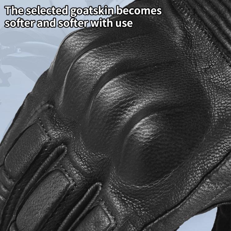 GHOST RACING GR-ST11 Retro Motorcycle Genuine Leather Touch Screen Full Finger Gloves, XXL
