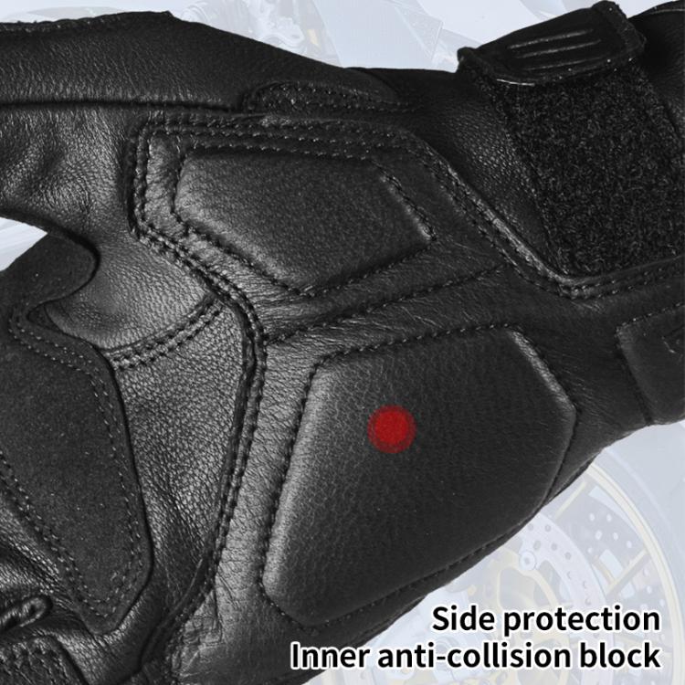 GHOST RACING GR-ST11 Retro Motorcycle Genuine Leather Touch Screen Full Finger Gloves, XXL
