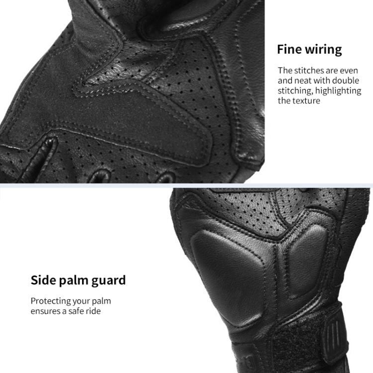 GHOST RACING GR-ST11 Retro Motorcycle Genuine Leather Touch Screen Full Finger Gloves, M