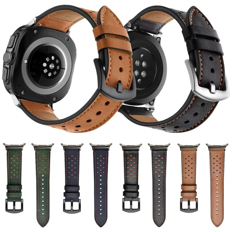 Hole Retro Leather Watch Band, Compatible with Samsung Galaxy Watch Ultra 47mm / Ultra 2025