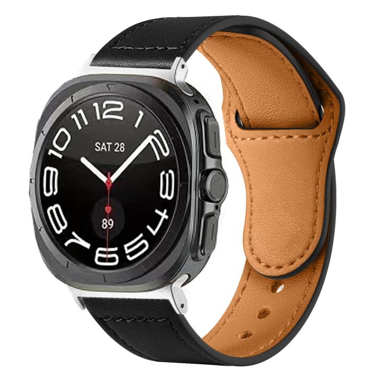 Rivet Reverse Buckle Leather Watch Band, Compatible with Samsung Galaxy Watch Ultra 47mm / Ultra 2025