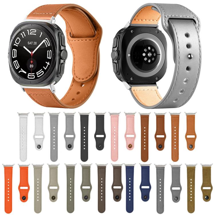 Rivet Reverse Buckle Leather Watch Band, Compatible with Samsung Galaxy Watch Ultra 47mm / Ultra 2025