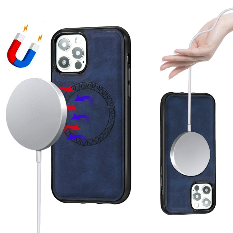 Retro Business Round Embossing Magnetic PU + TPU Protective Case