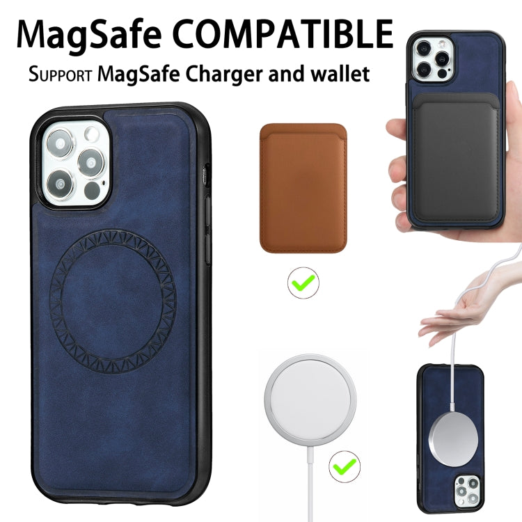 Retro Business Round Embossing Magnetic PU + TPU Protective Case