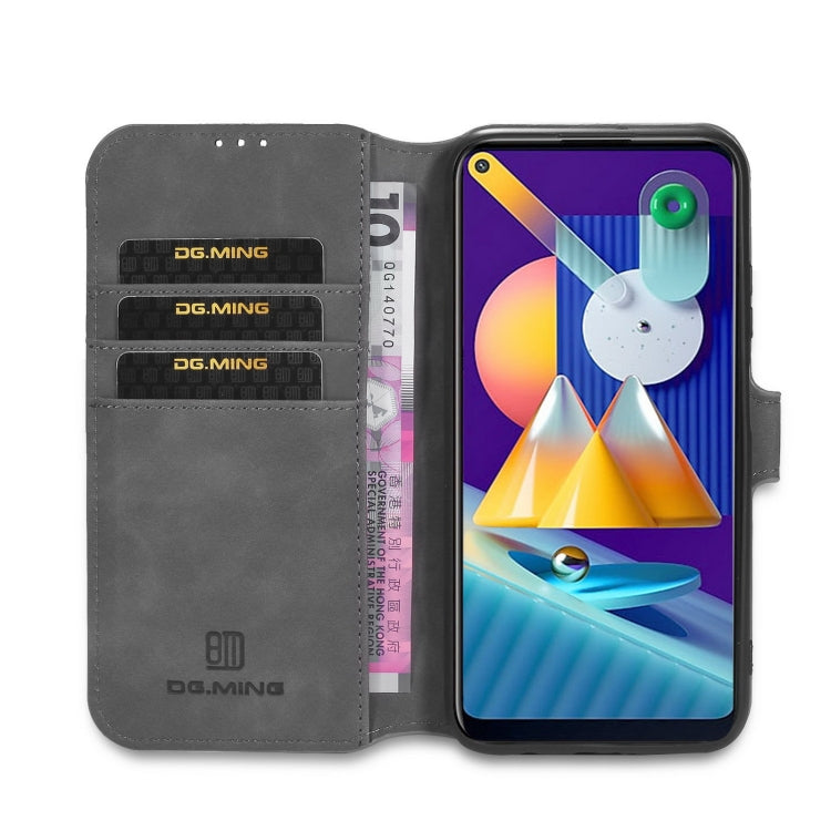 DG.MING Retro Oil Side Horizontal Flip Case with Holder & Card Slots & Wallet, Compatible with Samsung Galaxy M11 / A11 (EU Version)