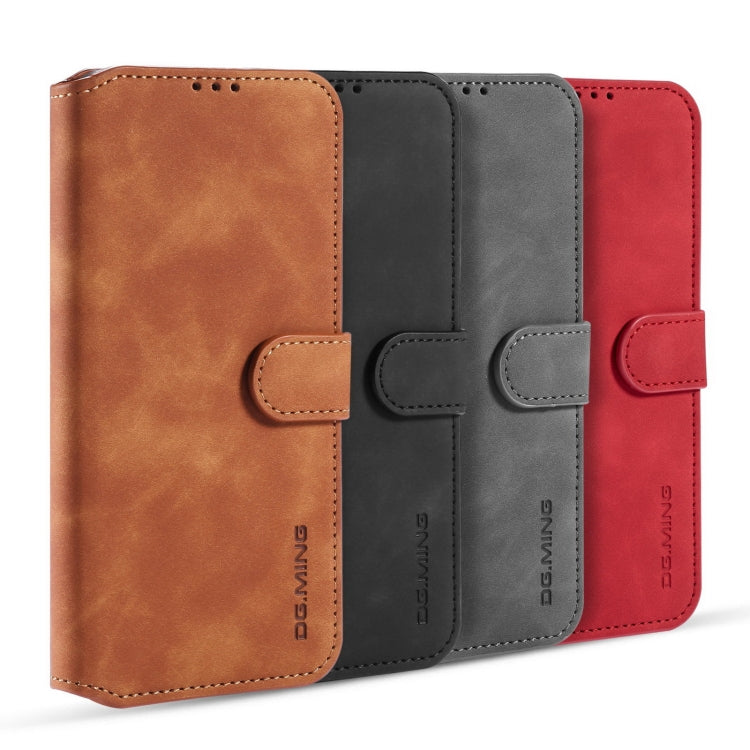 DG.MING Retro Oil Side Horizontal Flip Case with Holder & Card Slots & Wallet, Compatible with Samsung Galaxy M11 / A11 (EU Version)