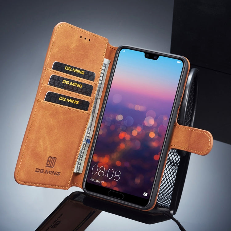 DG.MING Retro Oil Side Horizontal Flip Case compatible with Huawei P20, with Holder & Card Slots & Wallet, Huawei P20