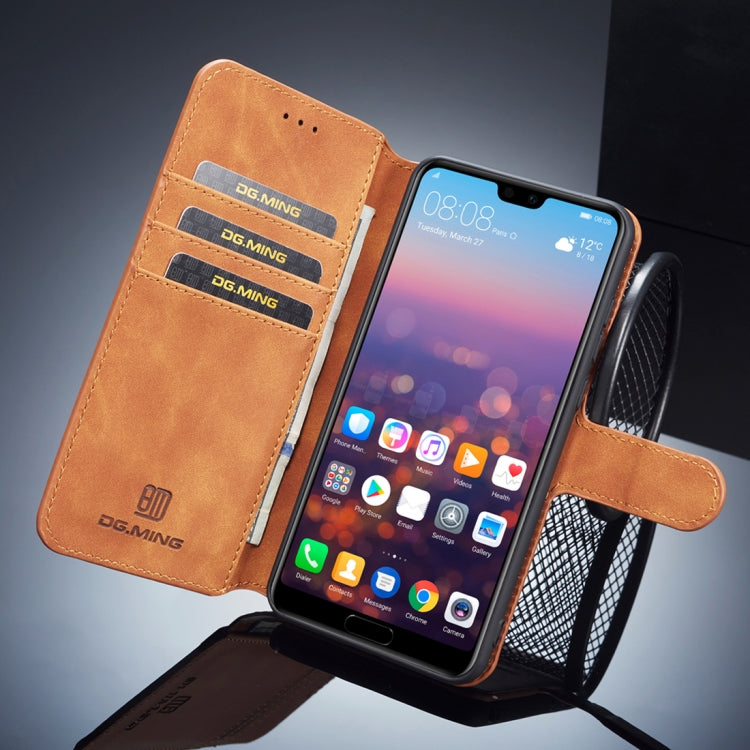 DG.MING Retro Oil Side Horizontal Flip Case compatible with Huawei P20 Pro, with Holder & Card Slots & Wallet, Huawei P20 Pro