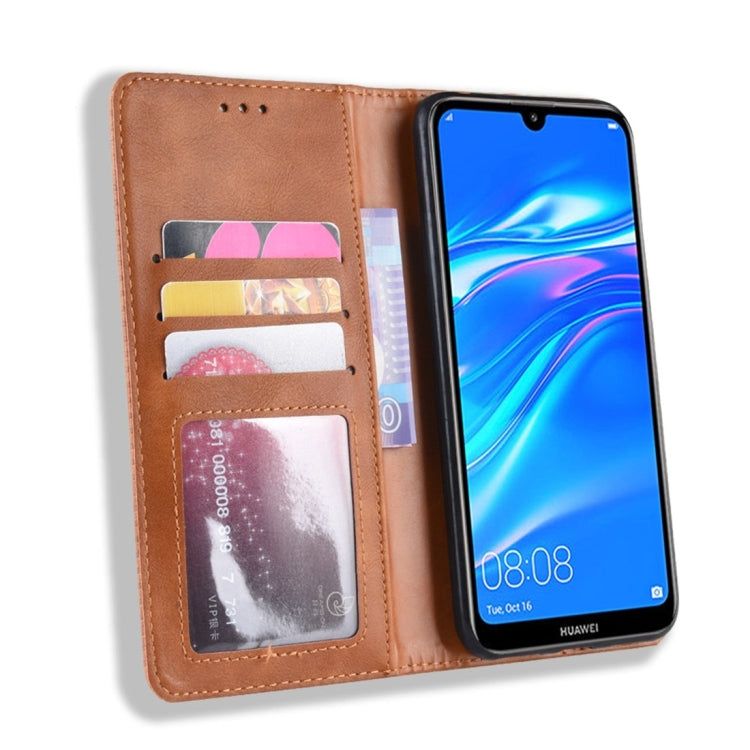 Magnetic Buckle Retro Texture Horizontal Flip Leather Case compatible with Huawei Y7 (2019) / Y7 Prime (2019), with Holder & Card Slots & Wallet, Compatible with Huawei Y7 (2019)