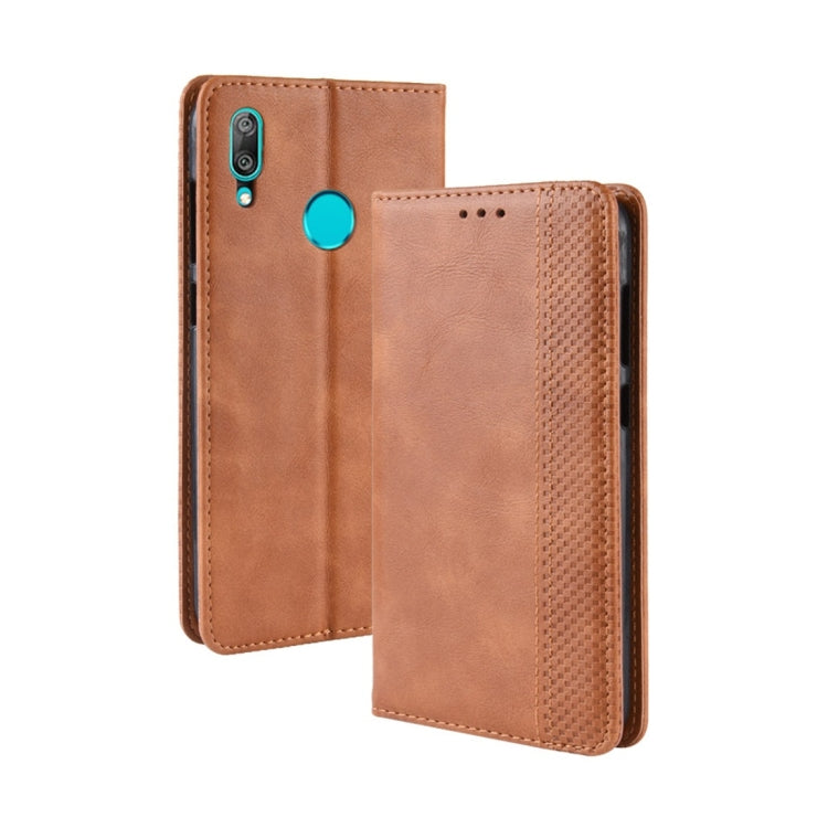 Magnetic Buckle Retro Texture Horizontal Flip Leather Case compatible with Huawei Y7 (2019) / Y7 Prime (2019), with Holder & Card Slots & Wallet, Compatible with Huawei Y7 (2019)