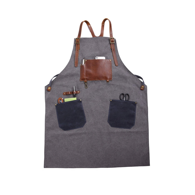 Retro Style Cotton Canvas Craftsman Work Aprons, Work Aprons(Grey)