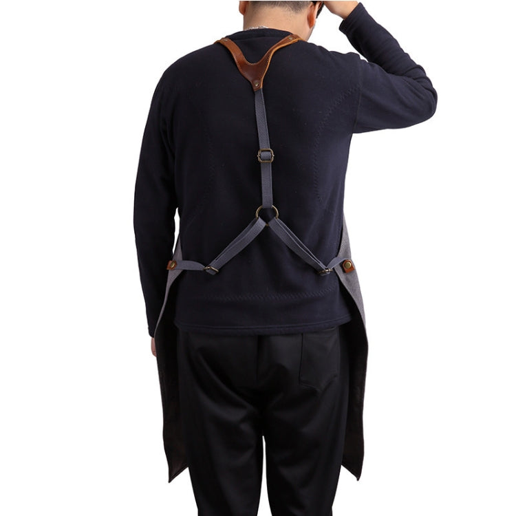 Retro Style Cotton Canvas Craftsman Work Aprons, Work Aprons(Grey)