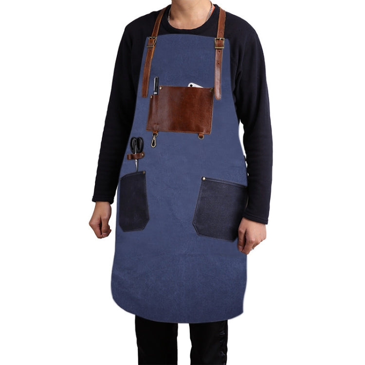 Retro Style Cotton Canvas Craftsman Work Aprons, Work Aprons(Blue)