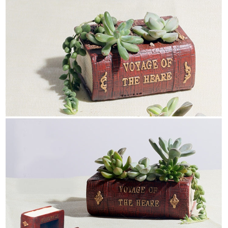 Retro Literature Book Pots Multi-meat Plant Bonsai Micro-landscape Vintage Book Flower Pot Planter compatible with Flower Cacti Herbs Plant Bed Box Case FlowerPot, Size: 14*10.5*5cm, Size: 14*10.5*5cm