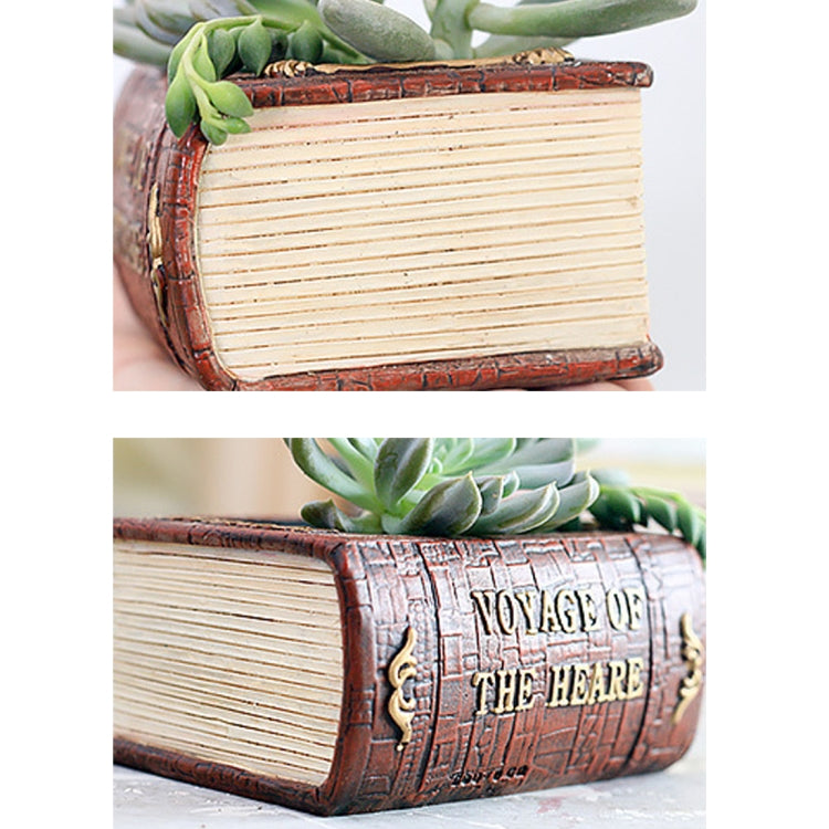 Retro Literature Book Pots Multi-meat Plant Bonsai Micro-landscape Vintage Book Flower Pot Planter compatible with Flower Cacti Herbs Plant Bed Box Case FlowerPot, Size: 14*10.5*5cm, Size: 14*10.5*5cm