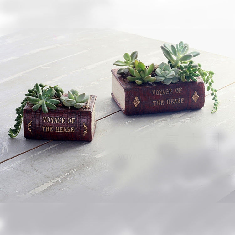 Retro Literature Book Pots Multi-meat Plant Bonsai Micro-landscape Vintage Book Flower Pot Planter compatible with Flower Cacti Herbs Plant Bed Box Case FlowerPot, Size: 14*10.5*5cm, Size: 14*10.5*5cm