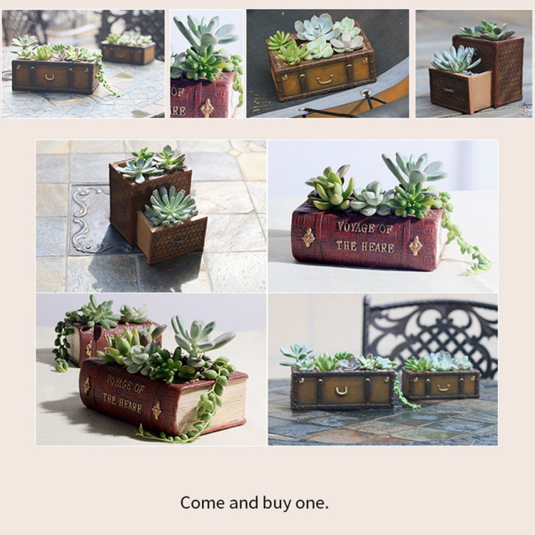 Retro Literature Book Pots Multi-meat Plant Bonsai Micro-landscape Vintage Book Flower Pot Planter compatible with Flower Cacti Herbs Plant Bed Box Case FlowerPot, Size: 14*10.5*5cm, Size: 14*10.5*5cm
