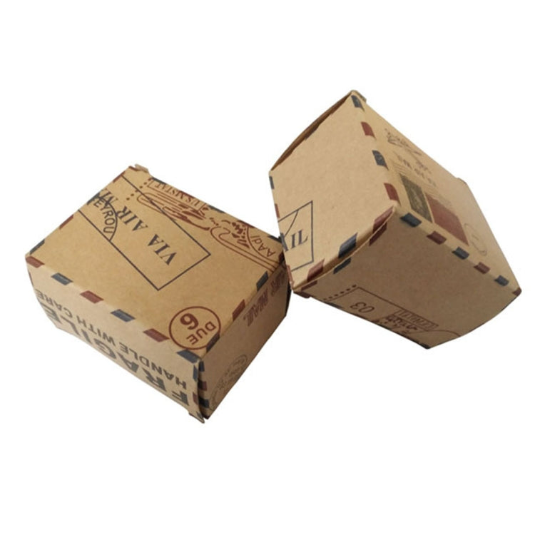 100 PCS European Wedding Retro Kraft Paper Mail Pattern Sugar Box, Size: 6x3.5x4.5cm, Compass shapped