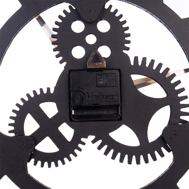 Retro Wooden Round Single-sided Gear Clock Number Wall Clock, Diameter: 58cm, Number 58