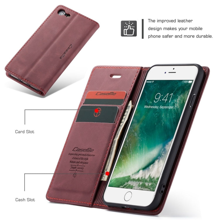 CaseMe-013 Multifunctional Retro Frosted Horizontal Flip Leather Case compatible with iPhone 7 / 8, with Card Slot & Holder & Wallet, Compatible with iPhone 7 / 8