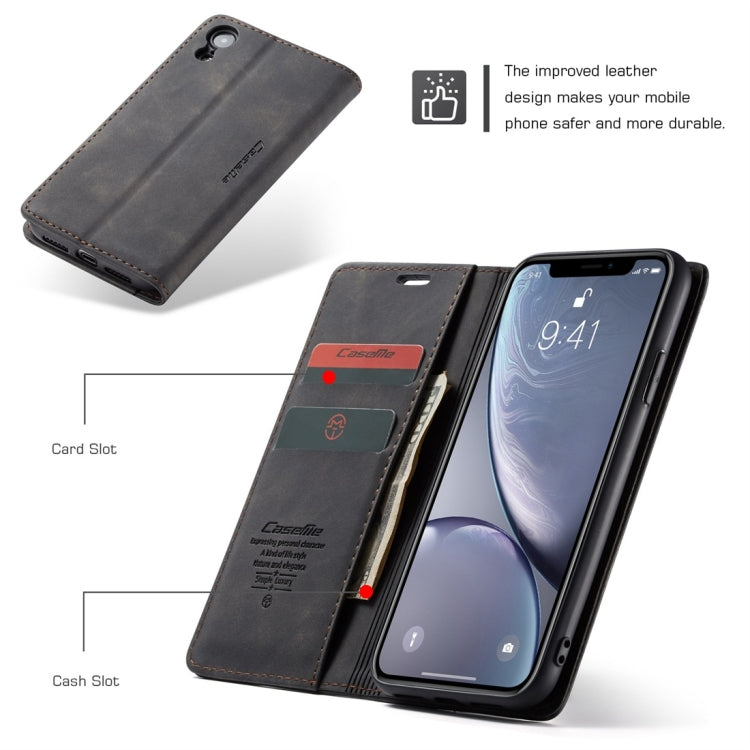 For iPhone XR CaseMe-013 Multifunctional Retro Frosted Horizontal Flip Leather Case with Card Slot & Holder & Wallet
