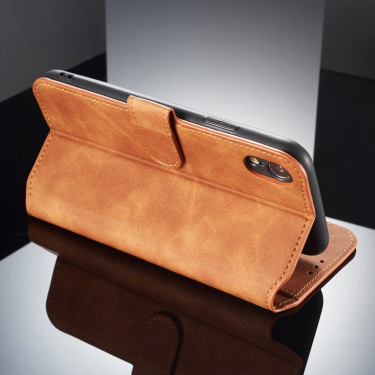 Compatible with iPhone XR DG.MING Retro Oil Side Horizontal Flip Case with Holder & Card Slots & Wallet, iPhone XR