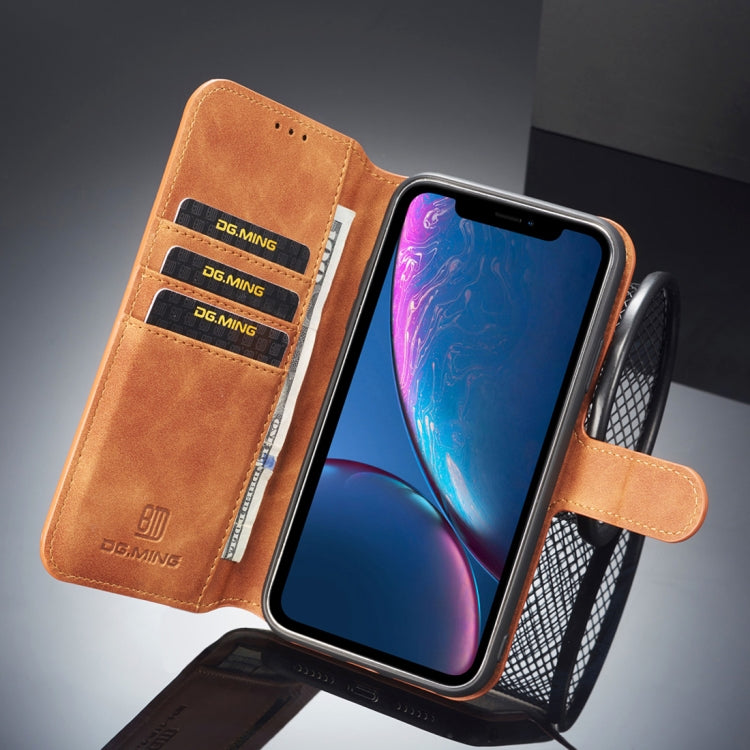 Compatible with iPhone XR DG.MING Retro Oil Side Horizontal Flip Case with Holder & Card Slots & Wallet, iPhone XR