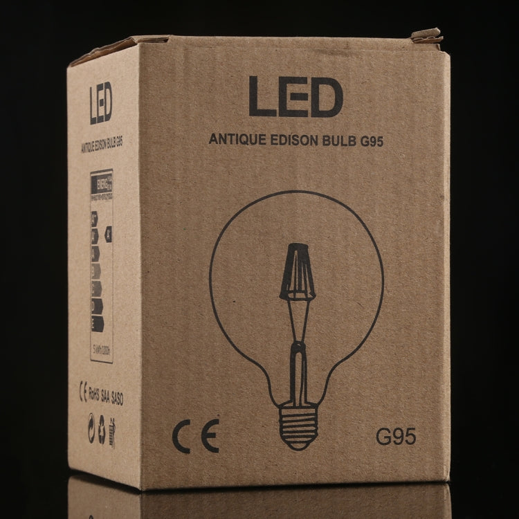 G95 E27 4W 4 LEDs 450 LM 3000K Retro Dimming LED Filament Light Bulb Energy Saving Light, AC 220V, G95 4W Warm White