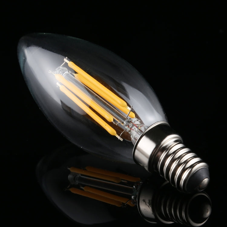 C35 E14 4W 4 LEDs 300 LM 3000K Dimmable Retro LED Filament Light Bulb Energy Saving Light, AC 220V, Apicicompatible withm E14 4W 220V Warm White