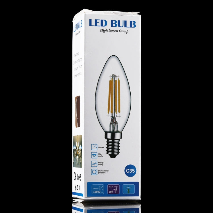C35 E14 4W 4 LEDs 300 LM 3000K Dimmable Retro LED Filament Light Bulb Energy Saving Light, AC 220V, Apicicompatible withm E14 4W 220V Warm White