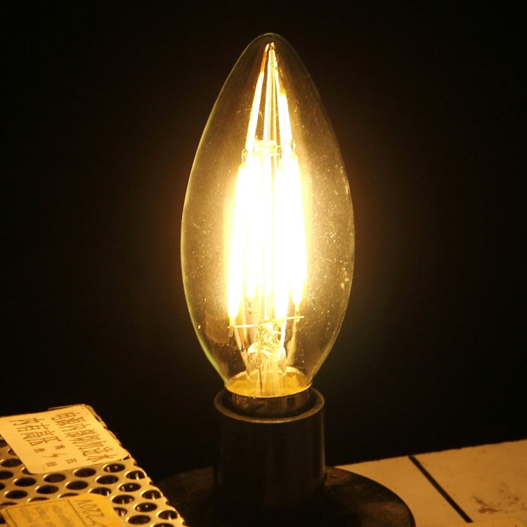 C35 E14 4W 4 LEDs 300 LM 3000K Dimmable Retro LED Filament Light Bulb Energy Saving Light, AC 220V, Apicicompatible withm E14 4W 220V Warm White