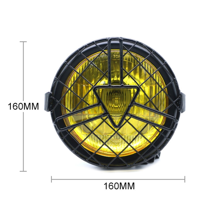 Motorcycle Arrowhead Reticular Retro Lamp LED Headlight Modification Accessories compatible with CG125 / GN125, DM-DD-1995 (Yellow)
