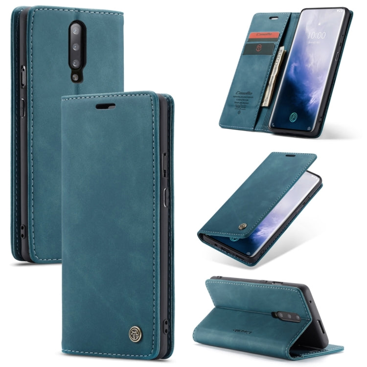 CaseMe-013 Multifunctional Retro Frosted Horizontal Flip Leather Case for OnePlus 7 Pro, with Card Slot & Holder & Zipper Wallet & Photo Frame, Compatible with OnePlus 7 Pro