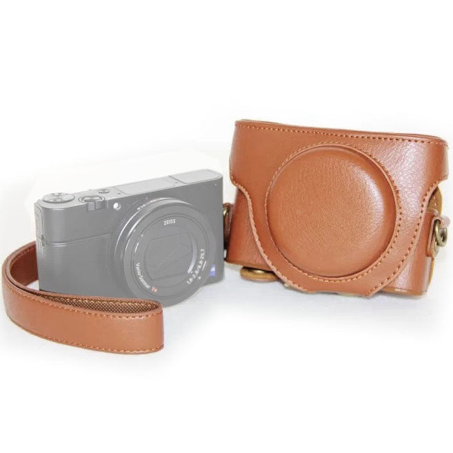 Retro Style PU Leather Camera Case Bag with Strap compatible with Sony RX100 M3 / M4 / M5