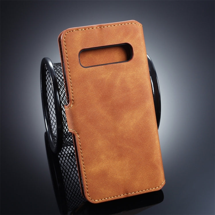 DG.MING Retro Oil Side Horizontal Flip Case compatible with Galaxy S10 Plus, with Holder & Card Slots & Wallet, Galaxy S10 Plus