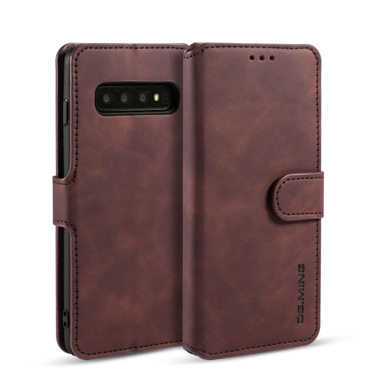 DG.MING Retro Oil Side Horizontal Flip Case compatible with Galaxy S10, with Holder & Card Slots & Wallet, Compatible with Galaxy S10