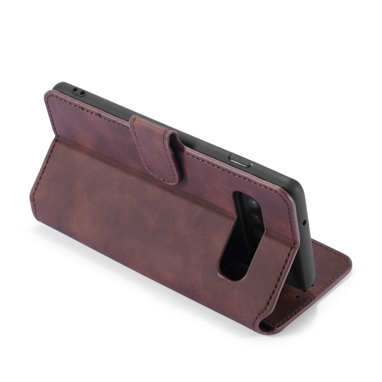DG.MING Retro Oil Side Horizontal Flip Case compatible with Galaxy S10, with Holder & Card Slots & Wallet, Compatible with Galaxy S10