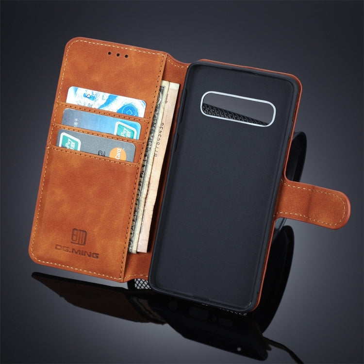 DG.MING Retro Oil Side Horizontal Flip Case compatible with Galaxy S10, with Holder & Card Slots & Wallet, Galaxy S10