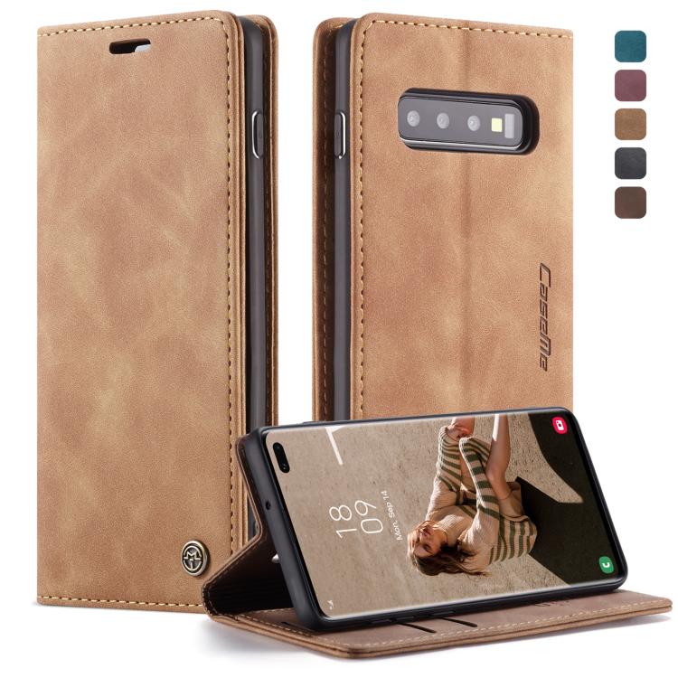 CaseMe-013 Multifunctional Retro Frosted Horizontal Flip Leather Case compatible with Galaxy S10 Plus, with Card Slot & Holder & Wallet, Compatible with Galaxy S10 Plus