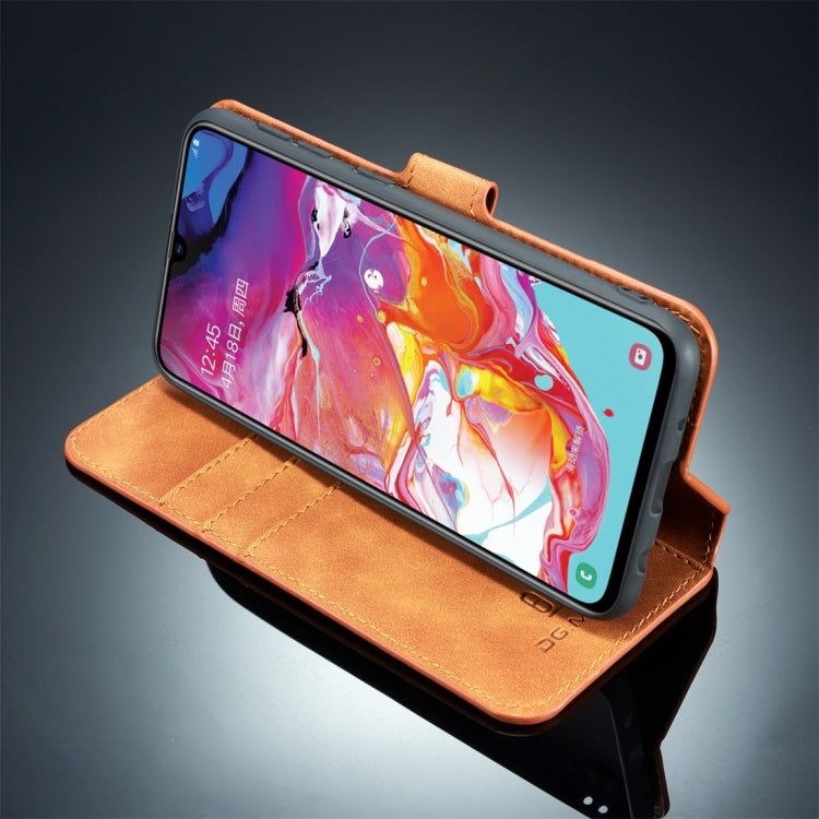DG.MING Retro Oil Side Horizontal Flip Case compatible with Galaxy A10, with Holder & Card Slots & Wallet, Galaxy A10