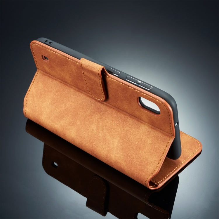 DG.MING Retro Oil Side Horizontal Flip Case compatible with Galaxy A10, with Holder & Card Slots & Wallet, Galaxy A10