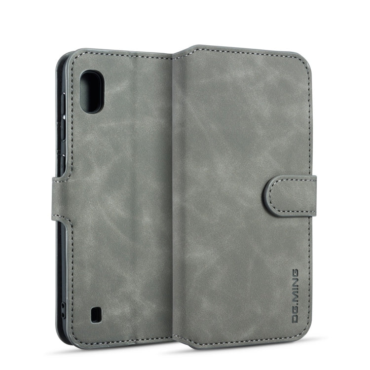 DG.MING Retro Oil Side Horizontal Flip Case compatible with Galaxy A10, with Holder & Card Slots & Wallet, Galaxy A10