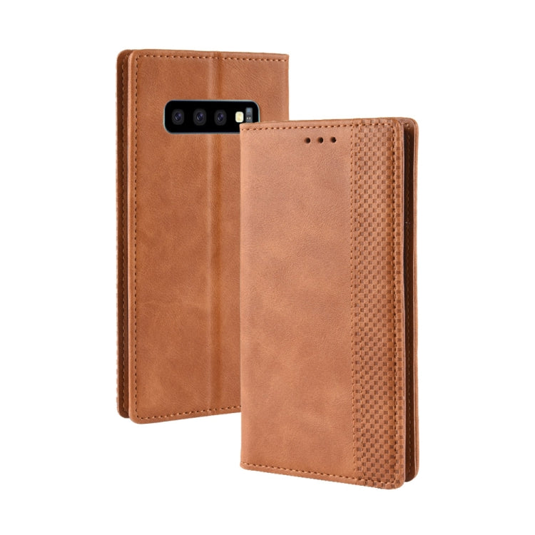 Magnetic Buckle Retro Crazy Horse Texture Horizontal Flip Leather Case compatible with Galaxy S10 (5G), with Holder & Card Slots & Photo Frame, Compatible with Galaxy S10 (5G)