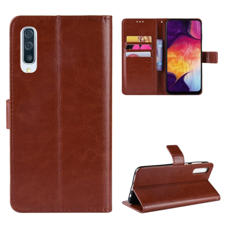 Retro Crazy Horse Texture Horizontal Flip Leather Case for Galaxy A70, with Holder & Card Slots & Photo Frame