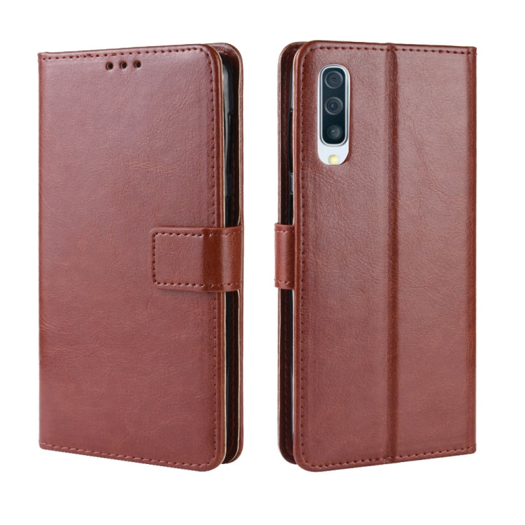 Retro Crazy Horse Texture Horizontal Flip Leather Case compatible with Galaxy A70, with Holder & Card Slots & Photo Frame